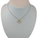 Prívesok zo 14k zlata, krištáľové srdce, so štvorlístkom