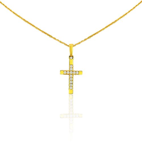 Prívesok zo 14k zlata, zdobený krížikom