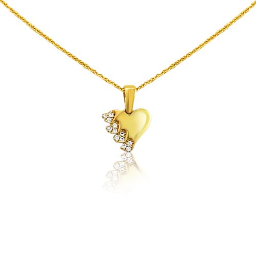 Prívesok zo 14k zlata, srdce, zdobený kryštálmi