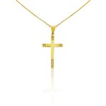 Prívesok zo 14k zlata, kríž, s krištáľovým zdobením na okrajoch