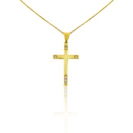   Prívesok zo 14k zlata, kríž, s krištáľovým zdobením na okrajoch