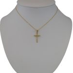 Prívesok zo 14k zlata, kríž, s krištáľovým zdobením na okrajoch