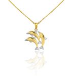 Prívesok zo 14k zlata, delfíny, dve farby