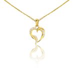 Prívesok zo 14k zlata, točené srdce s kryštálmi