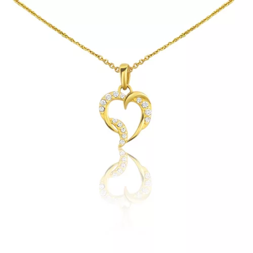 Prívesok zo 14k zlata, točené srdce s kryštálmi