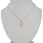 Prívesok zo 14k zlata, kríž, s kryštálmi