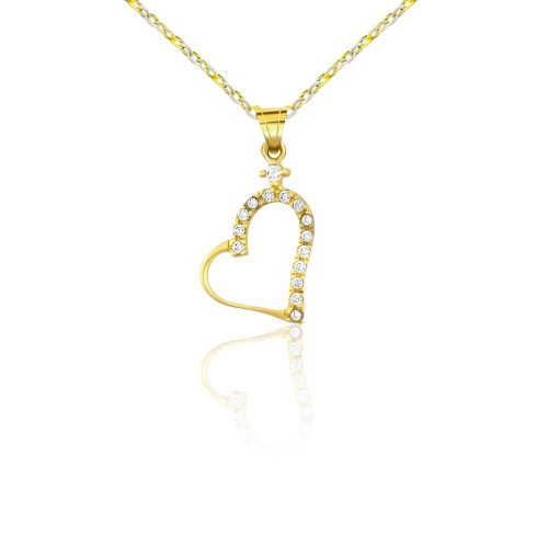 Prívesok zo 14k zlata, srdce, zdobený kryštálmi