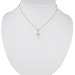 Prívesok zo 14k zlata, kríž, zdobený kryštálmi