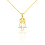 Prívesok zo 14k zlata s kryštálmi sovy