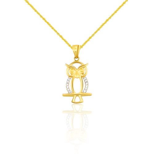 Prívesok zo 14k zlata s kryštálmi sovy