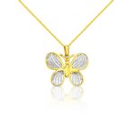 Prívesok zo 14k zlata, dvojfarebný motýľ