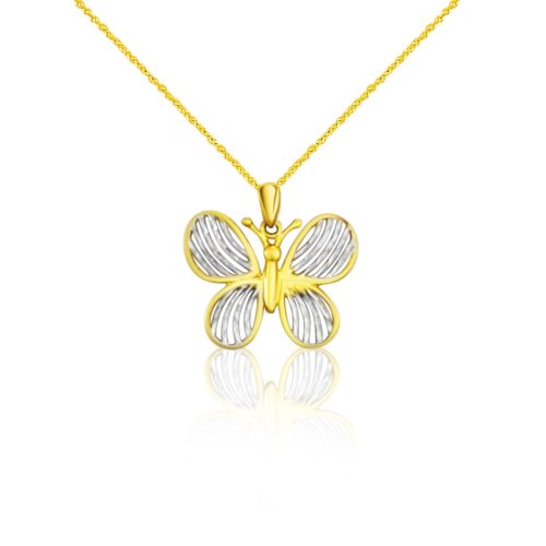 Prívesok zo 14k zlata, dvojfarebný motýľ