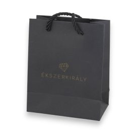 Ajándéktáska Ékszerkirály logóval, 13x16 cm, fekete
