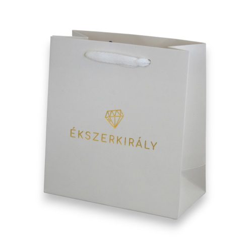 Ajándéktáska Ékszerkirály logóval, 13x16 cm, fényes fehér