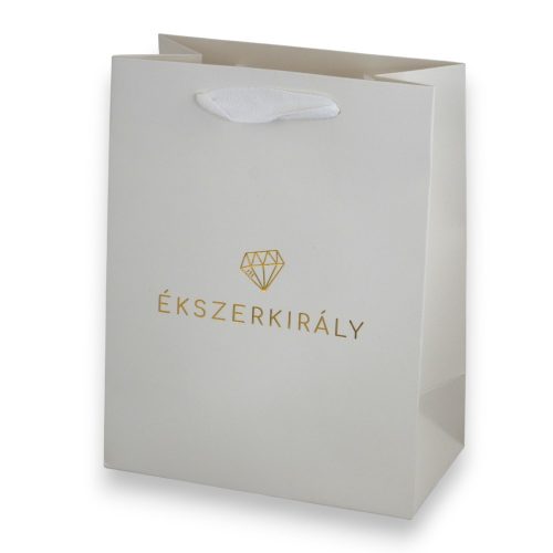 Ajándéktáska Ékszerkirály logóval, 19x26 cm, fényes fehér