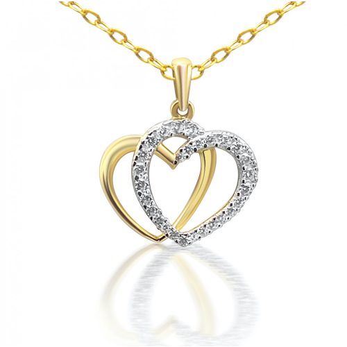 Prívesok zo 14k zlata s dvoma prepletenými srdiečkami