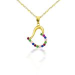 Prívesok srdiečko zo 14k zlata s farebnými kryštálmi