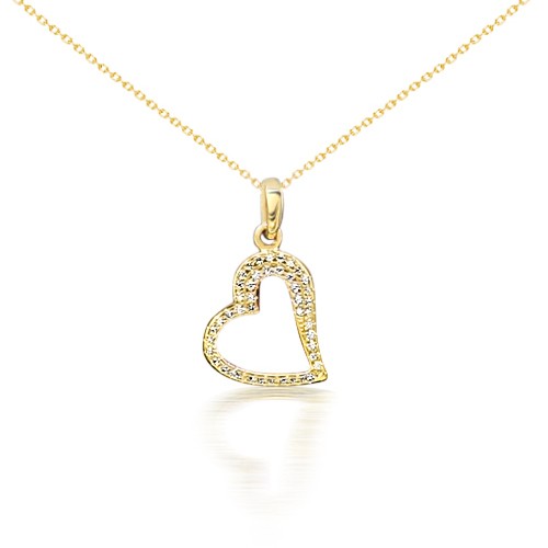 Prívesok srdiečko zo 14k zlata s kryštálmi