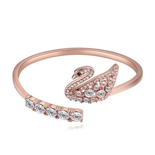 Labutí náramok zdobený kryštálom Swarovski a bielymi kamienkami