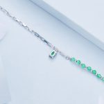 Ezüst karkötő kristállyal, zöld