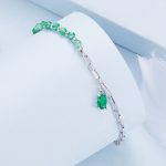 Ezüst karkötő kristállyal, zöld