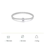 Ezüst női karkötő fehér cirkóniumkristállyal, 16 cm