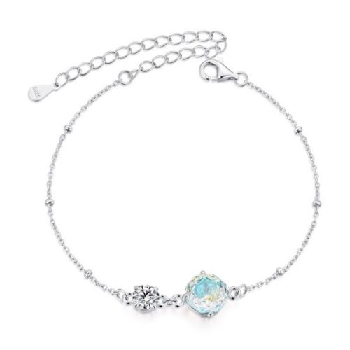 Ezüst karkötő rózsával