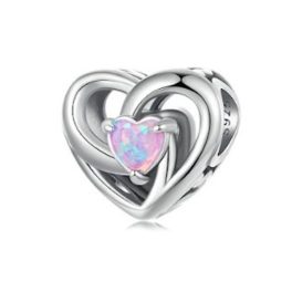 Ezüst charm színes szívvel