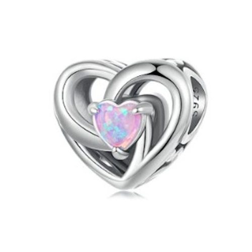 Ezüst charm színes szívvel