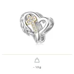 Ezüst charm, szív kereszttel