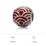 Ezüst charm, mintás gyöngy