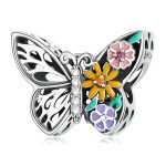Ezüst charm, színes pillangó