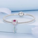 Ezüst charm, rózsa