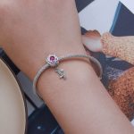 Ezüst charm, rózsa