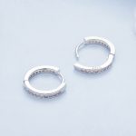 Ezüst karika-fülbevaló opálkővel