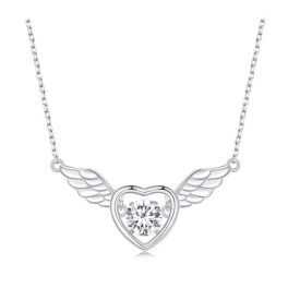 Ezüst női nyaklánc szárnyas szívvel