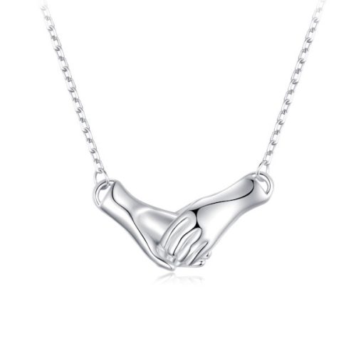 Ezüst női nyakánc, kezek