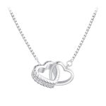 Ezüst női nyaklánc dupla szívmedállal