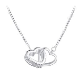 Ezüst női nyaklánc dupla szívmedállal