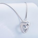 Ezüst női nyaklánc dupla szívmedállal