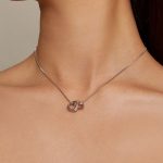 Ezüst női nyaklánc dupla szívmedállal