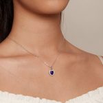 Ezüst női nyaklánc hangulatkővel, kék