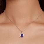 Ezüst női nyaklánc hangulatkővel, kék
