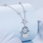 Ezüst női nyaklánc hamszamedállal