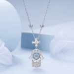 Ezüst női nyaklánc hamszamedállal