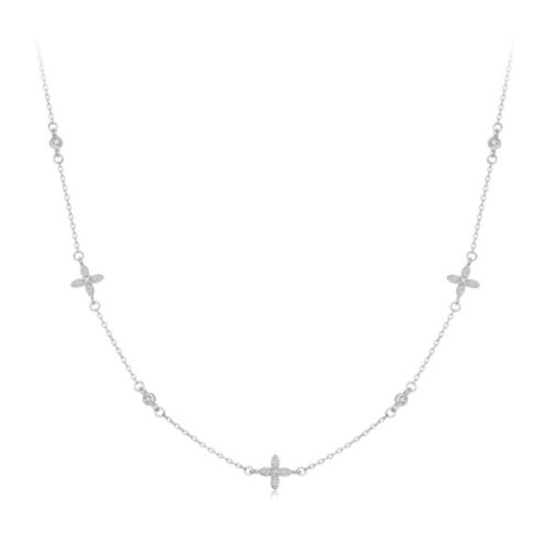 Ezüst női nyaklánc virágokkal