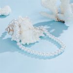 Ezüst nyaklánc fehér gyöngyökkel, L