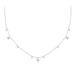 Ezüst női nyaklánc csillagokkal és gyöngyökkel
