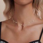 Ezüst női nyaklánc csillagokkal és gyöngyökkel