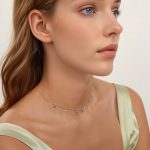 Ezüst női nyaklánc csillagokkal és gyöngyökkel